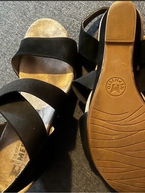 Mephisto Women's Black Elastic-Strap Slide Sandals